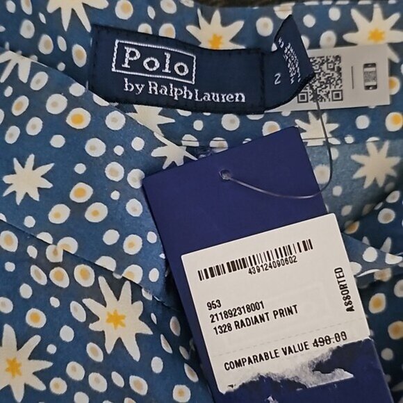 Polo Ralph Lauren High Waisted Satin Wide-Leg Graphic Print Pants Size 2 New - Picture 4 of 10